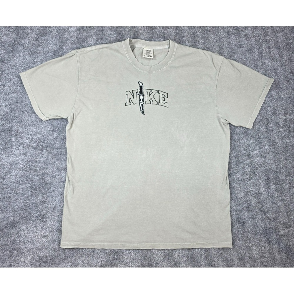 Comfort Colors NIKE + SCREAM Movie Knife Gray Embroidered Crew Neck T-Shirt XL